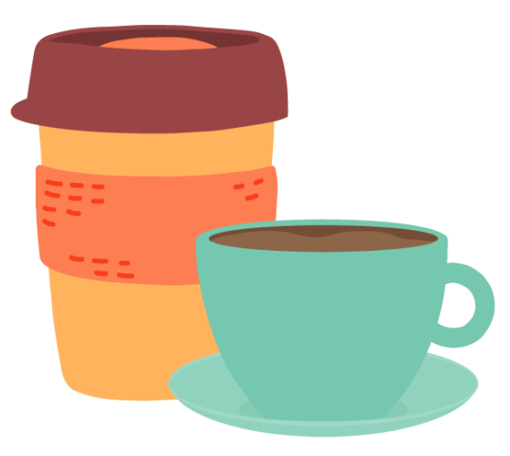 Alternatives to disposable coffee cups illustration